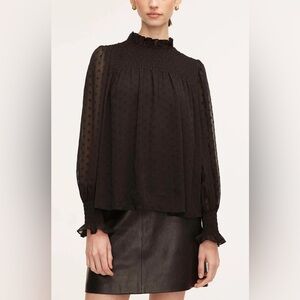 Rebecca Taylor Clip Dot Blouse Black *NWT* Xs